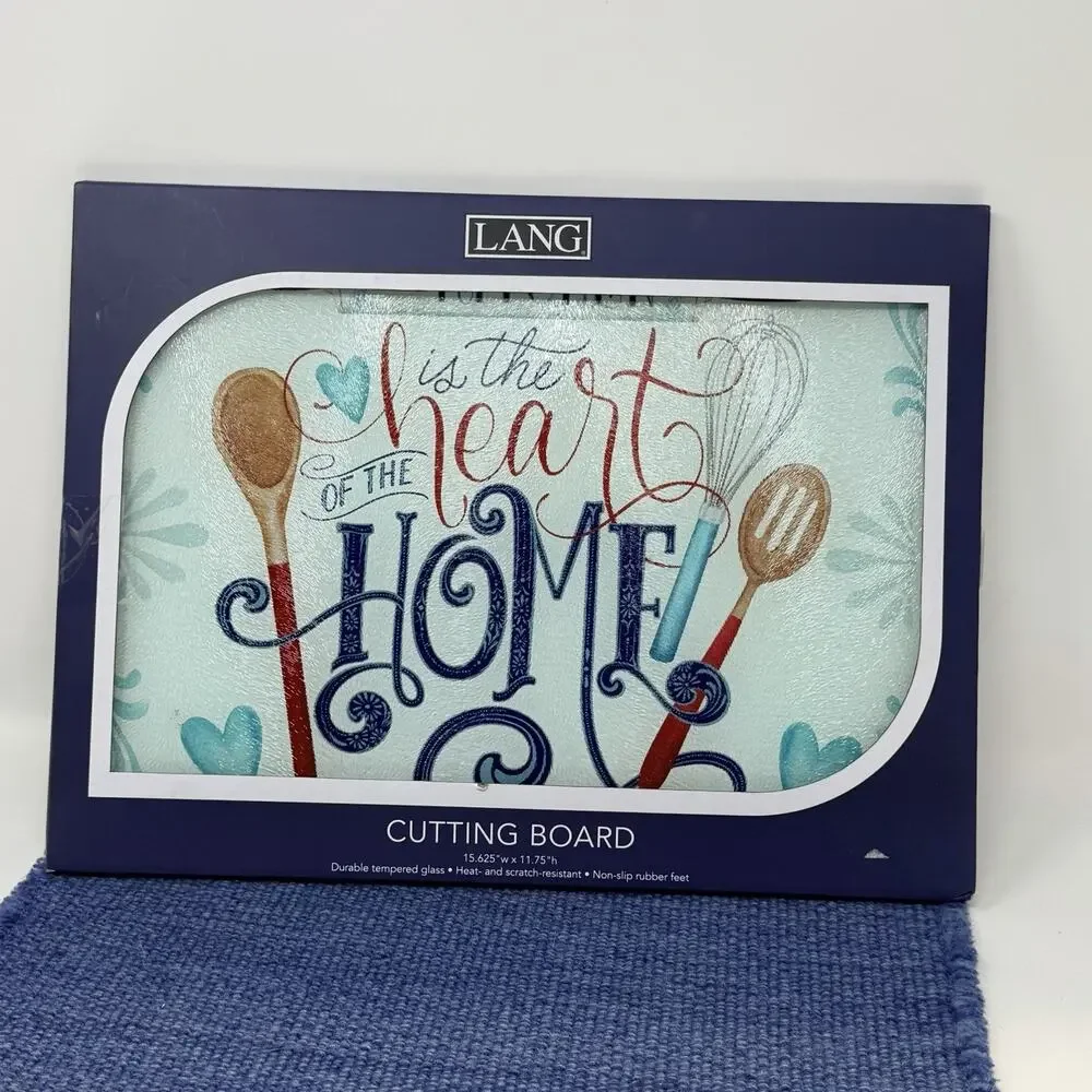 Lang ~ Love To Cook Cutting Board ~ Tempered Glass/Scratch Resistant NEW